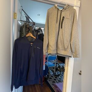 2 Mens Eddie Bauer Navy and Gray Hoodies